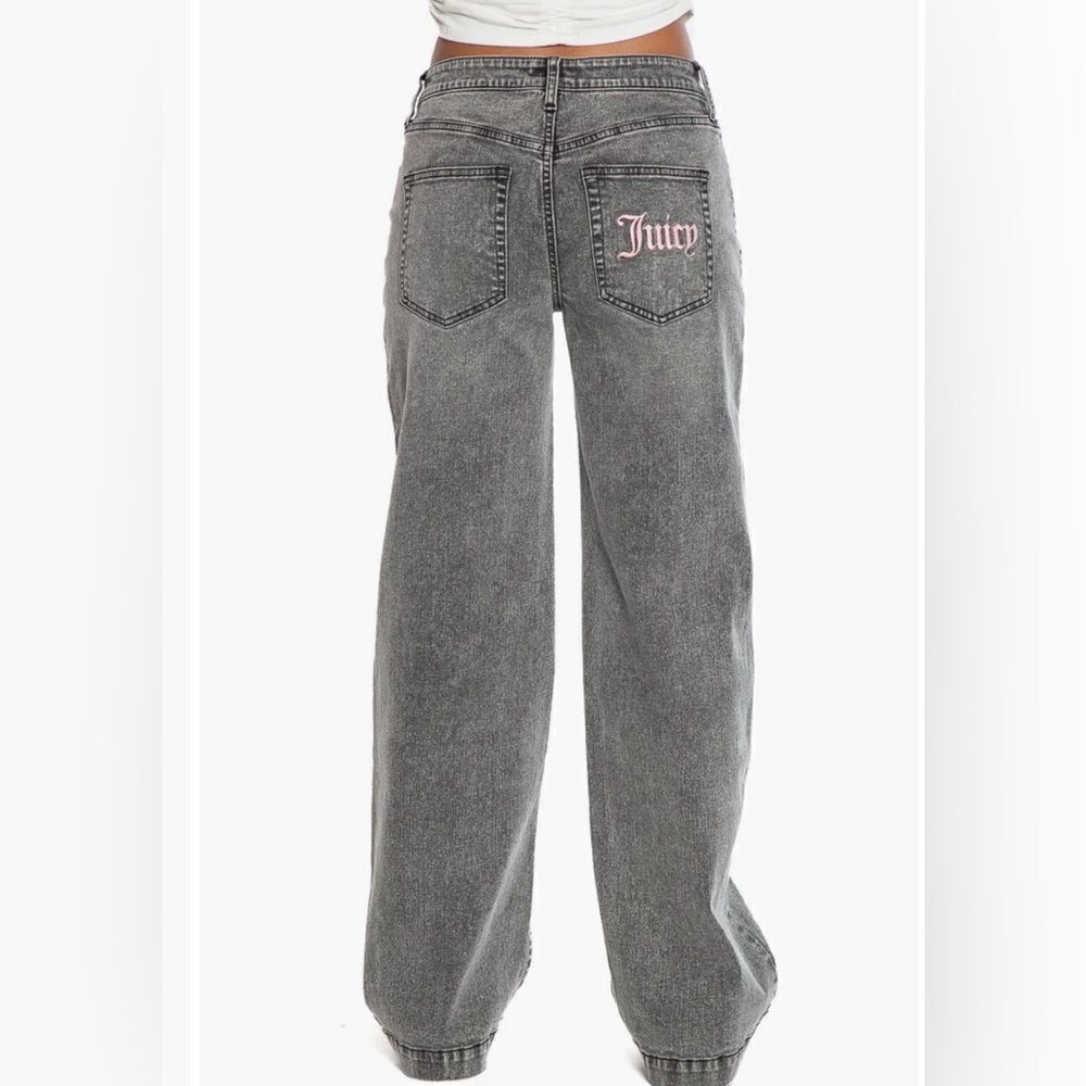 Juicy Couture Abbot Embroidered Pocket Baggy Jeans Grey Acid Wash 29/9 Y2K